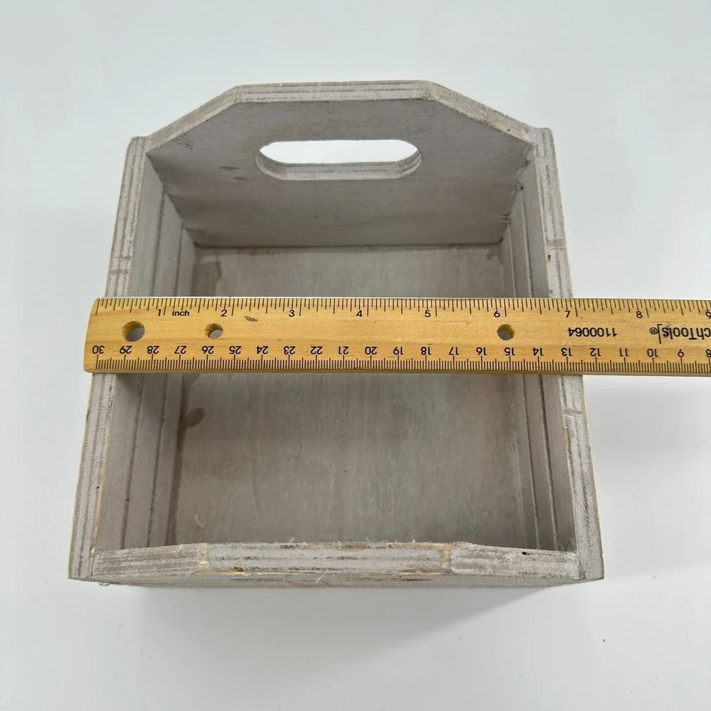 Hampton Home Whitewashed Wooden Storage Crate Slatted Farmhouse Bin AC0474